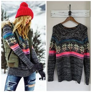 AMERICAN EAGLE S M Rainbow Fair Isle Wool Blend Jegging Legging Tunic Sweater